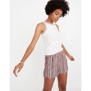 ❤️... Madewell Rainbow Stripe Pull On Shorts, Linen Cotton Blend, L